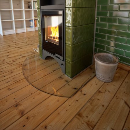 HS FLAMINGO Sklo pod kamna - Oblouk 1000x1000 mm / R725 / 6 mm