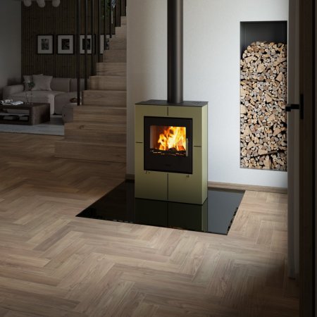 HS FLAMINGO Krbová kamna AQUAFLAM VARIO ® SAPORO 11/5kW olivová