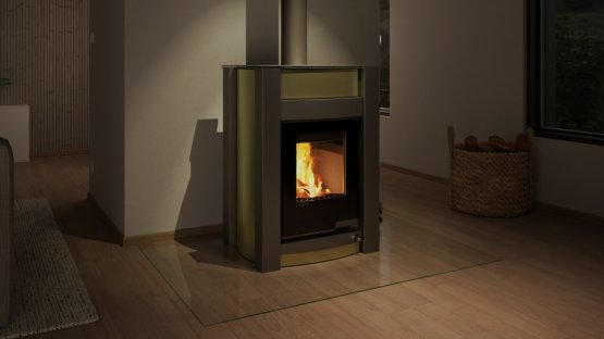 HS FLAMINGO Krbová kamna AQUAFLAM VARIO ® KALMAR 11/7kW olivová, elektronická regulace
