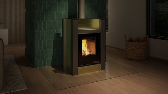 HS FLAMINGO Krbová kamna AQUAFLAM VARIO ® LEND 11kW olivová (teplovzdušná verze)