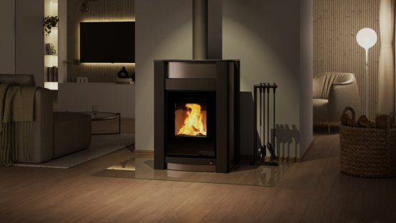 HS FLAMINGO Krbová kamna AQUAFLAM VARIO ® KALMAR 11kW šedá (teplovzdušná verze)