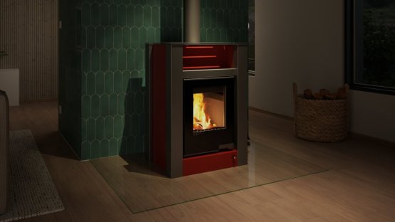 HS FLAMINGO Krbová kamna AQUAFLAM VARIO ® LEND 11/7kW červená, elektronická regulace