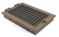 Krbová mřížka STYLOVÁ 21x32 cm, zlatá patina s žaluzií