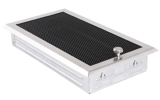 Krbová mřížka 16x32 cm, broušený chrom s žaluzií