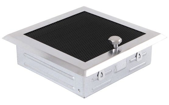 Krbová mřížka 16x16 cm, broušený chrom s žaluzií