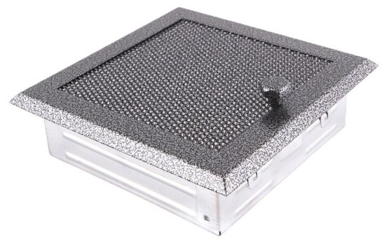 Krbová mřížka 16x16 cm, staré stříbro s žaluzií