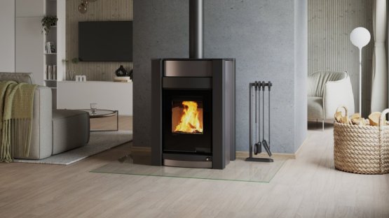 HS FLAMINGO Krbová kamna AQUAFLAM VARIO ® KALMAR 11kW šedá (teplovzdušná verze)