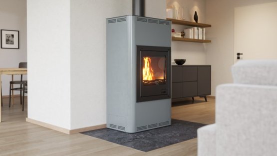 HS FLAMINGO Krbová kamna AQUAFLAM ® 17 s výměníkem - šedá, základní regulace