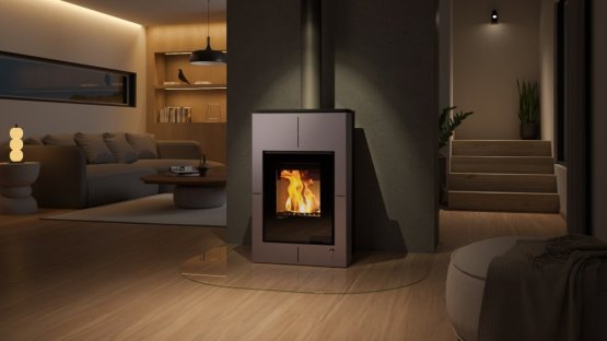 HS FLAMINGO Krbová kamna AQUAFLAM VARIO ® SAPORO 11kW šedá (teplovzdušná verze)