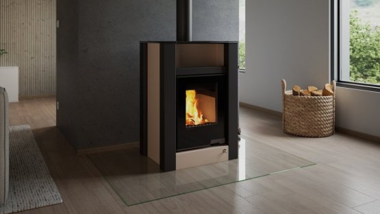 HS FLAMINGO Krbová kamna AQUAFLAM VARIO ® LEND 11/7kW krémová, elektronická regulace