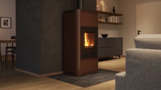 HS FLAMINGO Krbová kamna AQUAFLAM ® 7 s výměníkem - hnědá - sametová, základní regulace