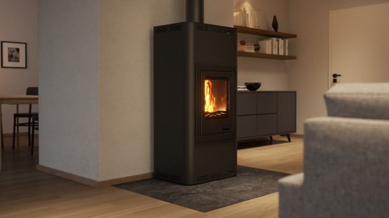 HS FLAMINGO Krbová kamna AQUAFLAM ® 7 s výměníkem - černá, automatická regulace