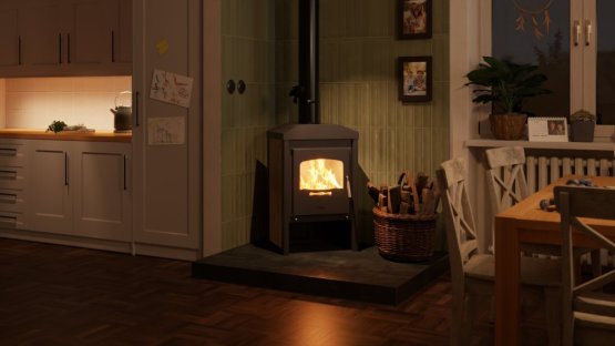 HS FLAMINGO Krbová kamna FLAMINGO ® VEGA dlažba Bělený dub