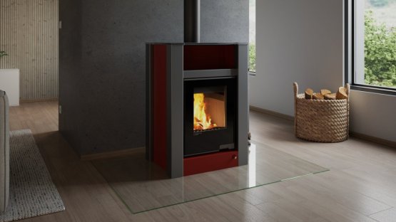 HS FLAMINGO Krbová kamna AQUAFLAM VARIO ® LEND 11/7kW červená, elektronická regulace