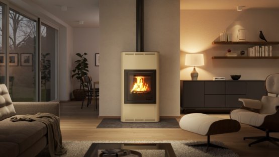 HS FLAMINGO Krbová kamna AQUAFLAM ® 17 s výměníkem - krémová, základní regulace