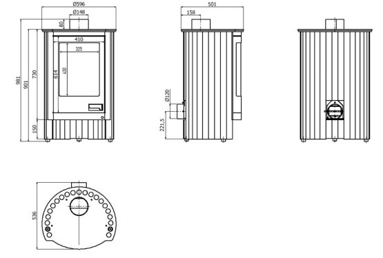 HS FLAMINGO Krbová kamna MASTERFLAMME ® Piccolo I, černá
