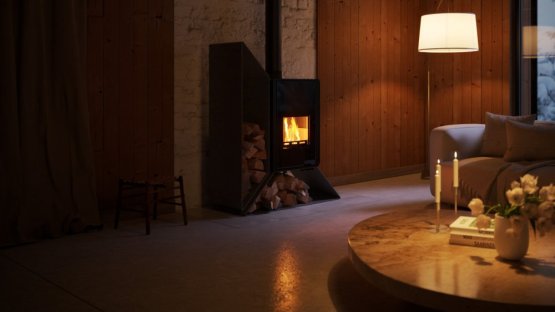 HS FLAMINGO Krbová kamna FLAMINGO DELUXE ® KAMPA levá, šedá