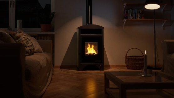 HS FLAMINGO Krbová kamna AQUAFLAM VARIO ® BARMA 11/7kW dlažba Bělený Dub, elektronická regulace