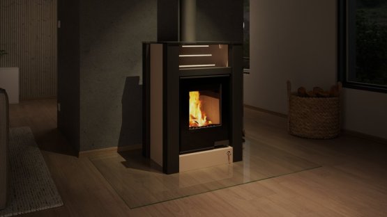 HS FLAMINGO Krbová kamna AQUAFLAM VARIO ® LEND 11/7kW krémová, elektronická regulace
