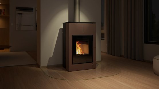 HS FLAMINGO Krbová kamna AQUAFLAM VARIO ® SAPORO 11kW hnědá - sametová (teplovzdušná verze)