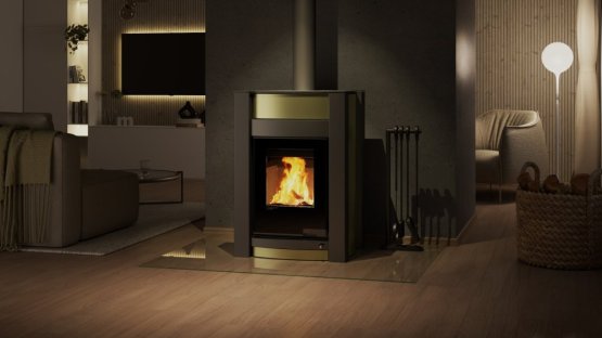 HS FLAMINGO Krbová kamna AQUAFLAM VARIO ® KALMAR 11/7kW olivová, elektronická regulace