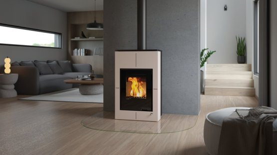 HS FLAMINGO Krbová kamna AQUAFLAM VARIO ® SAPORO 11/7kW krémová, elektronická regulace