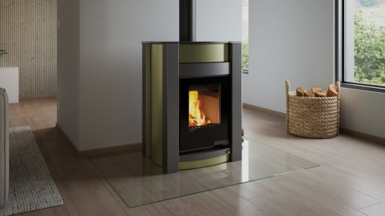 HS FLAMINGO Krbová kamna AQUAFLAM VARIO ® KALMAR 11/7kW olivová, elektronická regulace