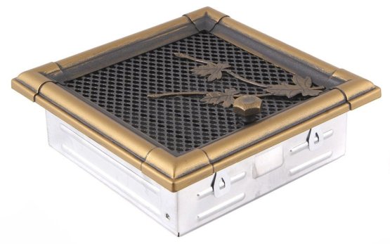 Krbová mřížka 16x16 cm, RETRO zlatá patina s žaluzií