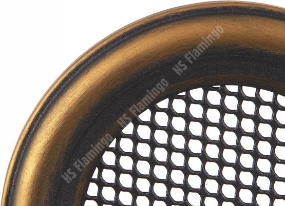 Krbová mřížka KULATÁ 125 mm zlatá patina