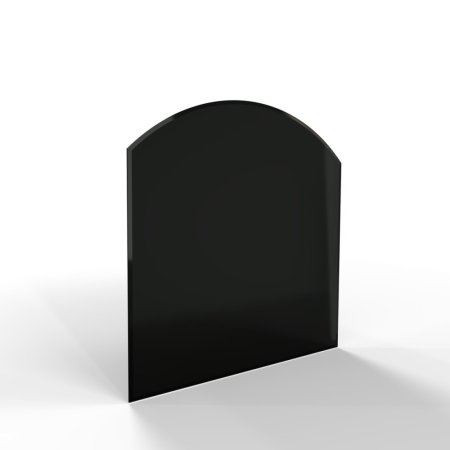Sklo pod kamna - FLAMINGO Oblouk 1000x1000 mm, černé, fazeta / R725 / 6 mm