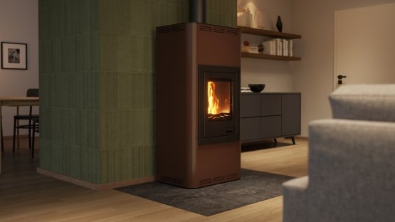 HS FLAMINGO Krbová kamna AQUAFLAM ® 7 s výměníkem - hnědá - sametová, základní regulace