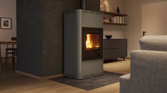 HS FLAMINGO Krbová kamna AQUAFLAM ® 17 s výměníkem - šedá, automatická regulace