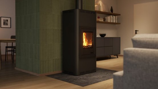 HS FLAMINGO Krbová kamna AQUAFLAM ® 7 s výměníkem - černá, automatická regulace