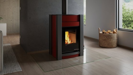 HS FLAMINGO Krbová kamna AQUAFLAM VARIO ® KALMAR 11/7kW červená, elektronická regulace