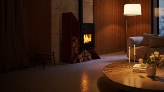 HS FLAMINGO Krbová kamna FLAMINGO DELUXE ® KAMPA levá, červená