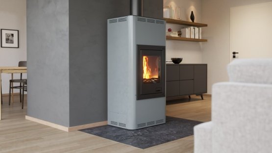 HS FLAMINGO Krbová kamna AQUAFLAM ® 7 s výměníkem - šedá, základní regulace