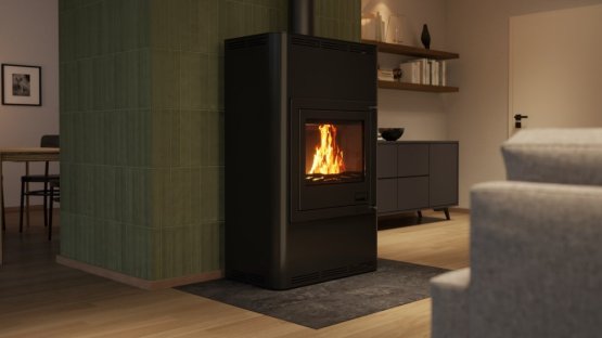 HS FLAMINGO Krbová kamna AQUAFLAM ® 25 s výměníkem - černá, manuální regulace