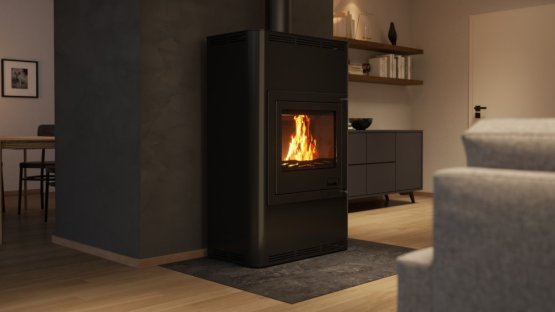 HS FLAMINGO Krbová kamna AQUAFLAM ® 25 s výměníkem - černá, manuální regulace