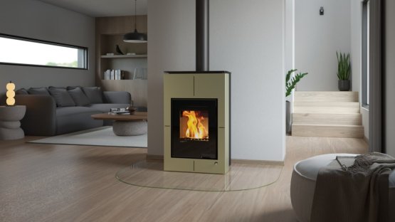 HS FLAMINGO Krbová kamna AQUAFLAM VARIO ® SAPORO 11/7kW olivová, elektronická regulace