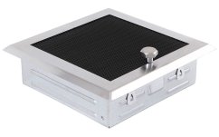 Krbová mřížka 16x16 cm, broušený chrom s žaluzií