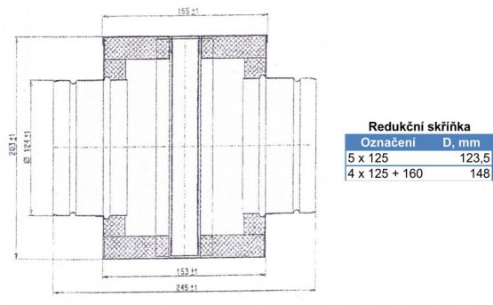 Rozbočovací skříňka 150/4x125 mm (krychle), pozink