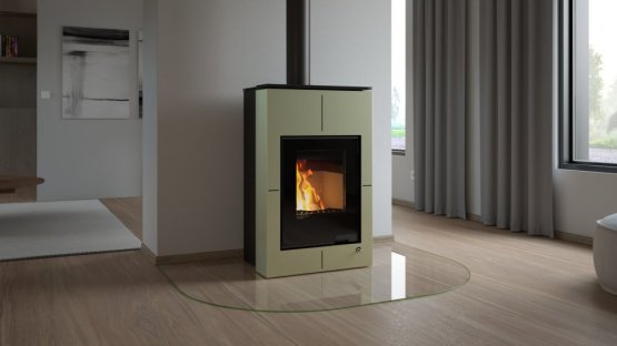 HS FLAMINGO Krbová kamna AQUAFLAM VARIO ® SAPORO 11/7kW olivová, elektronická regulace