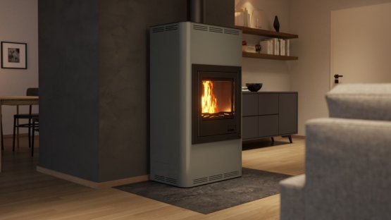 HS FLAMINGO Krbová kamna AQUAFLAM ® 17 s výměníkem - šedá, automatická regulace