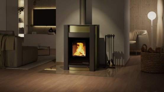 HS FLAMINGO Krbová kamna AQUAFLAM VARIO ® KALMAR 11/7kW olivová, elektronická regulace