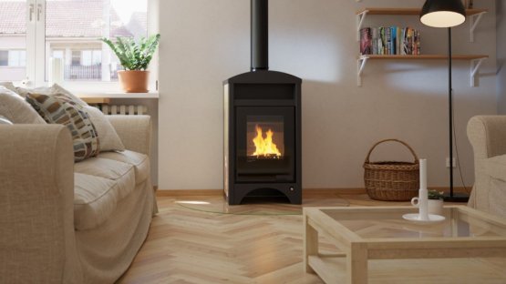 HS FLAMINGO Krbová kamna AQUAFLAM VARIO ® BARMA 11/7kW dlažba Bělený Dub, elektronická regulace