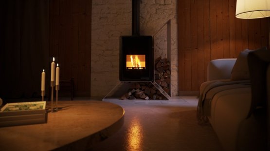 HS FLAMINGO Krbová kamna FLAMINGO DELUXE ® KAMPA pravá, krémová