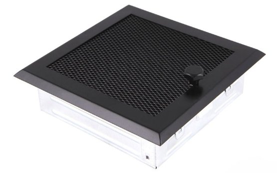 Krbová mřížka 16x16 cm, černá s žaluzií