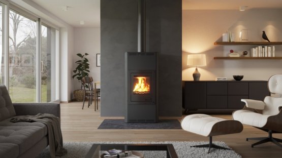 HS FLAMINGO Krbová kamna AQUAFLAM ® 7 s výměníkem - černá, automatická regulace