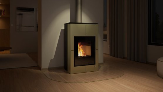 HS FLAMINGO Krbová kamna AQUAFLAM VARIO ® SAPORO 11/7kW olivová, elektronická regulace