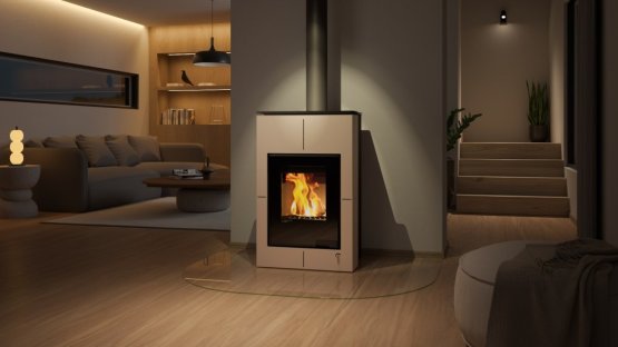 HS FLAMINGO Krbová kamna AQUAFLAM VARIO ® SAPORO 11/7kW krémová, elektronická regulace